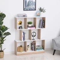 HOMCOM Boekenplank vrijstaande stelling kantoorplank archiefplank voor kantoor woonkamer MDF naturel + wit(m-2)