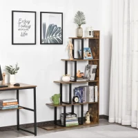 HOMCOM Boekenrek vrijstaande stelling speelgoedrek hout metaal bruin(m-2)