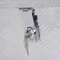 HOMCOM® gereedschapskist werkkist veilig met slot draagbaar aluminium zilver 76 x 33 x 25 cm(m-10)