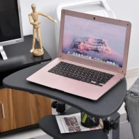 HOMCOM Laptoptafel laptopstandaard met wielen en aflegvlakken in hoogte verstelbaar staal(m-7)