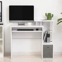 HOMCOM Computertisch, Schreibtisch, Bürotisch, Gamingtisch, PC-Tisch mit Tastaturablage, Schublade, E1 Spanplatte, Weiß, 100 x 40 x 86,6 cm(m-4)