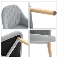 HOMCOM eetkamerstoelen set van 2 keukenstoelen lichtgrijs(m-8)