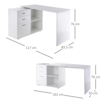 HOMCOM Hoekschrijftafel computertafel bureau hoekbureau wit(m-3)