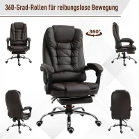 HOMCOM Ergonomische bureaustoel gamestoel verstelbare armleuning schuimstof PU bruin(m-5)