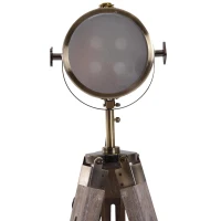 HOMCOM vloerlamp stalamp staande lamp in hoogte verstelbaar 3-poot E14 grenenhout brons(m-5)