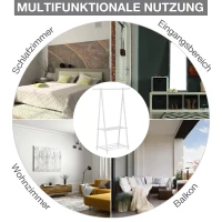 HOMCOM Kledingrek met schoenenrek kledingstang garderobestandaard staal wit(m-6)