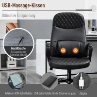 Vinsetto Massagestoel draaistoel gamestoel massage kantoorstoel kunstleer staal zwart(m-4)