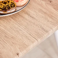 HOMCOM 3-delige eetset zitgroep eettafelset houten tafel MDF + metaal natuurlijke houtnerf + wit met 1 tafel + 2 stoelen | Aosom.de(m-10)