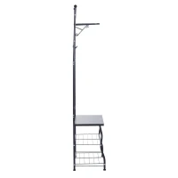 HOMCOM Staande kapstok met 3 schoenenrekken kledingstandaard garderobe hal staal(m-6)