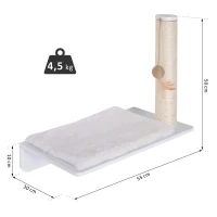 PawHut krabpaal, kattenplank, kattenboom, kattenligplaats, wandmontage, pluchen bekleding MDF(m-3)