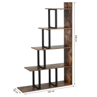 HOMCOM Boekenrek vrijstaande stelling speelgoedrek hout metaal bruin(m-3)