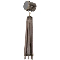HOMCOM vloerlamp stalamp staande lamp in hoogte verstelbaar 3-poot E14 grenenhout brons(m-4)