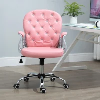 Vinsetto Luxe Roze Ergonomische Kantoorstoel met Gestoffeerde Rugleuning en Zitvlak(m-4)