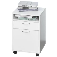 HOMCOM rolcontainer, archiefkast, kantoorcontainer met schuiflade, kantoorkast, opslagcontainer, spaanplaat, wit, 40 x 35 x 60 cm rolcontainer archiefkast schuiflade kantoorkast wit | Aosom.de(m-1)