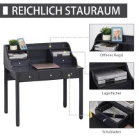 HOMCOM Bureau met plank, schuiflade, computertafel, kantoortafel, MDF, donkergrijs(m-4)