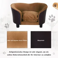 PawHut Hondenbank hondensofa hondenmand hondenmat hondenbed suède bruin(m-4)