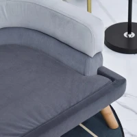 PawHut Hondenbank met rugleuning hondenbank met houten poten hondenbed zachtgrijs(m-7)