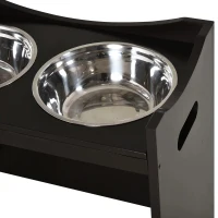 PawHut In hoogte verstelbare voerbak voor honden, voerbak, voerbak voor katten, roestvrij staal, donkerbruin(m-9)