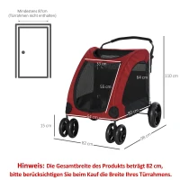 PawHut Hondenbuggy hondentrolley hondenkar hondentas opvouwbaar rood + zwart(m-3)