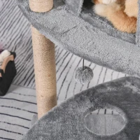 PawHut Krabpaal met speelballen kattenkrabpaal kattenhuis jute paal, grijs(m-10)