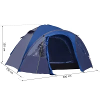 Outsunny Dubbelwandige koepeltent familietent voor 4 personen outdoor iglo waterdicht(m-3)