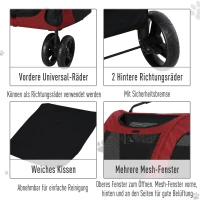 PawHut Hondenbuggy hondentrolley hondenkar hondentas opvouwbaar rood + zwart(m-7)