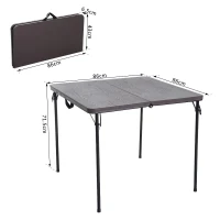 Campingtafel, koffertafel, klaptafel, klapbare tafel, draagbaar, metaal 86 x 86 cm, koffiebruin(m-3)