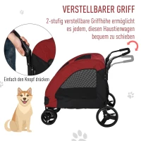 PawHut Hondenbuggy hondentrolley hondenkar hondentas opvouwbaar rood + zwart(m-5)