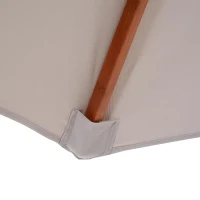 Houten zonnescherm 265 x 264 m marktparasol tuinparasol dubbel dak grijs(m-5)