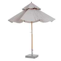 Houten zonnescherm 265 x 264 m marktparasol tuinparasol dubbel dak grijs(m-7)