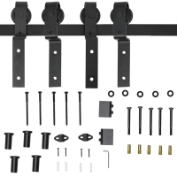 HOMCOM Schuifdeursysteem looprail schuifdeurbeslag houten schuifdeur 9 zwarte accessoires(m-5)