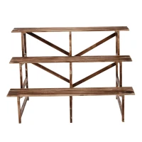 Plantenetagere bloementrap plantenrek bloemenbank standaard 3 trappen vurenhout(m-7)