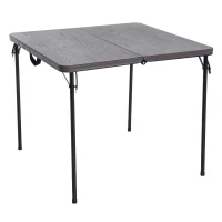 Campingtafel, koffertafel, klaptafel, klapbare tafel, draagbaar, metaal 86 x 86 cm, koffiebruin(m-5)