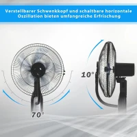 Statiefventilator met waterverstuiver ventilator afstandsbediening 3 standen metaal(m-4)