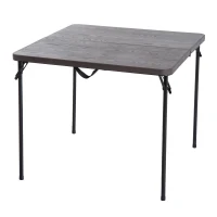 Campingtafel, koffertafel, klaptafel, klapbare tafel, draagbaar, metaal 86 x 86 cm, koffiebruin(m-1)