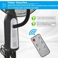 Statiefventilator met waterverstuiver ventilator afstandsbediening 3 standen metaal(m-6)