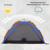 Outsunny Strandschelp strandtent pop-up camping tent draagtas 2-3 personen glasvezel(m-6)