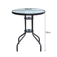 Balkontafel tuintafel glazen tafel bistrotafel metaal veiligheidsglas ∅60x70 cm(m-3)