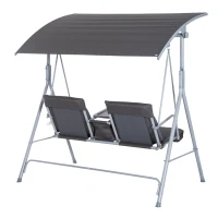 Outsunny Hollywoodschommel 2-zits tuinschommel schommel met zonnekap beige/grijs(m-7)
