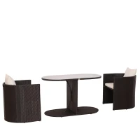 Outsunny exclusieve 7-delige bistroset van poly-rotan(m-1)