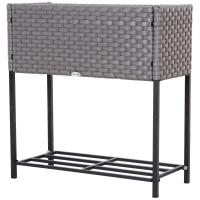 Outsunny® verhoogd bed, bloembak, bloempot met plank, irrigatie, rotan bruin 70 x 30 x 72 cm | Aosom.de