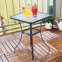 Tuintafel glazen tafel bistrotafel balkon gehard glas + metaal 68,5 x 68,5 cm zwart(m-2)