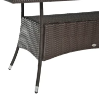 Outsunny Polyrotan tuintafel glazen tafel eettafel tuinmeubelen tafel metaal 150 x 85 x 74 cm(m-8)