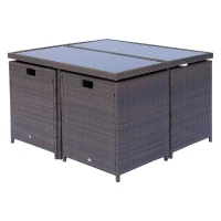 Outsunny Poly-rotan zitgroep 21-delig Zitset met kussens, tuinmeubelen, aluminium bruin(m-5)