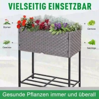 Outsunny® verhoogd bed, bloembak, bloempot met plank, irrigatie, rotan bruin 70 x 30 x 72 cm | Aosom.de(m-6)