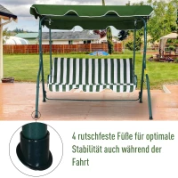 Outsunny Hollywoodschommel tuinschommel verstelbaar zonnedak metalen frame groen(m-7)