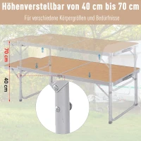 Outsunny® campingtafel klaptafel picknicktafel in hoogte verstelbaar etra tafelblad aluminium 120 x 60 x 40/70 cm | Aosom.nl(m-7)
