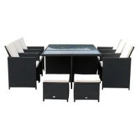 Outsunny Poly-rotan zitgroep 27-delig Zitset met kussens, tuinmeubelen in zwart aluminium(m-4)