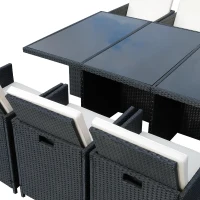 Outsunny Poly-rotan zitgroep 27-delig Zitset met kussens, tuinmeubelen in zwart aluminium(m-9)