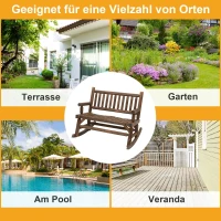 Outsunny Schommelstoel met armleuningen tuinstoel schommelstoel massief hout donkerbruin(m-7)